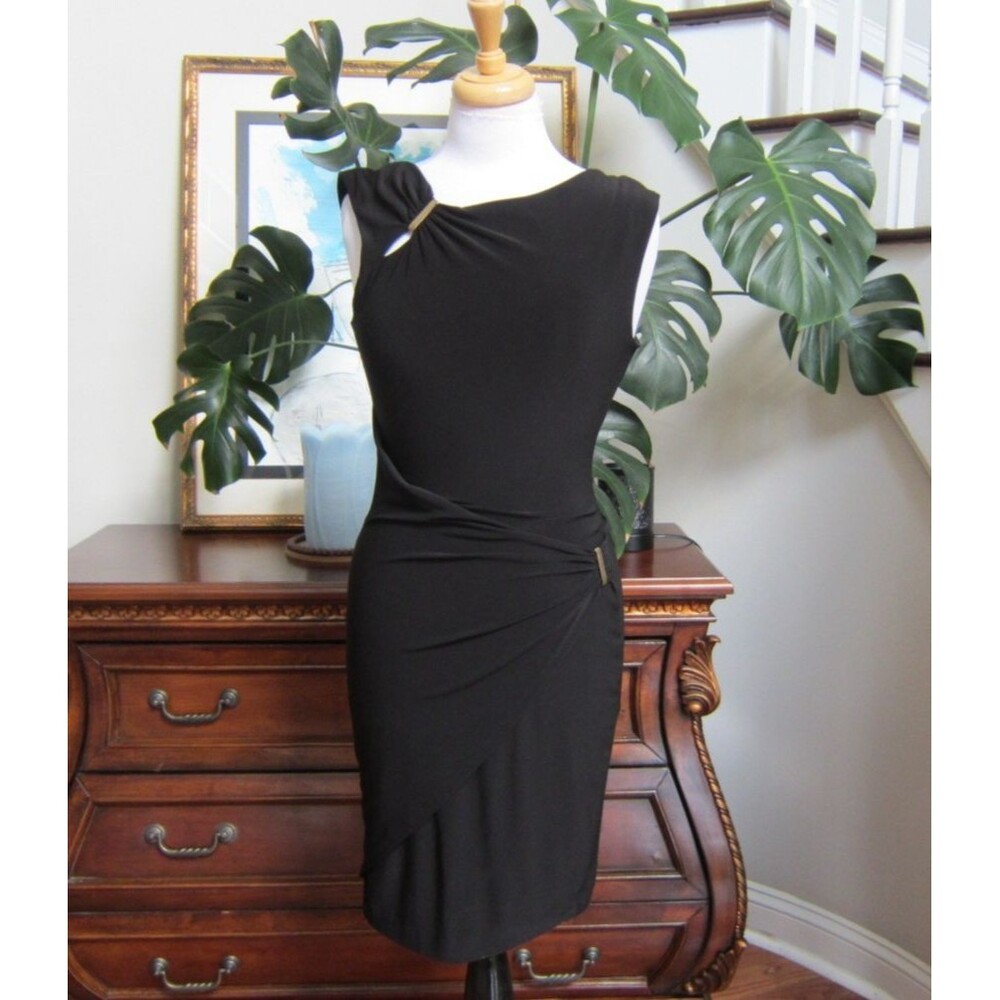 Cache Black Embellished Sheath Dress Women's Size S